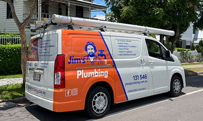 Jim's Plumbing Chermside van parked in street