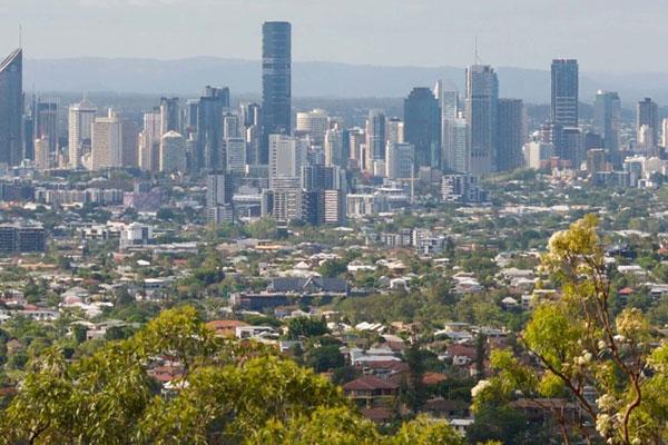 Panoramic view of Brisbane's southside suburbs with CBD in background